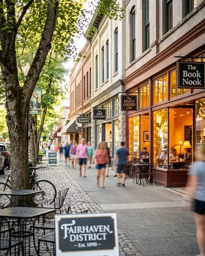Tree lined street in the Fairhaven district